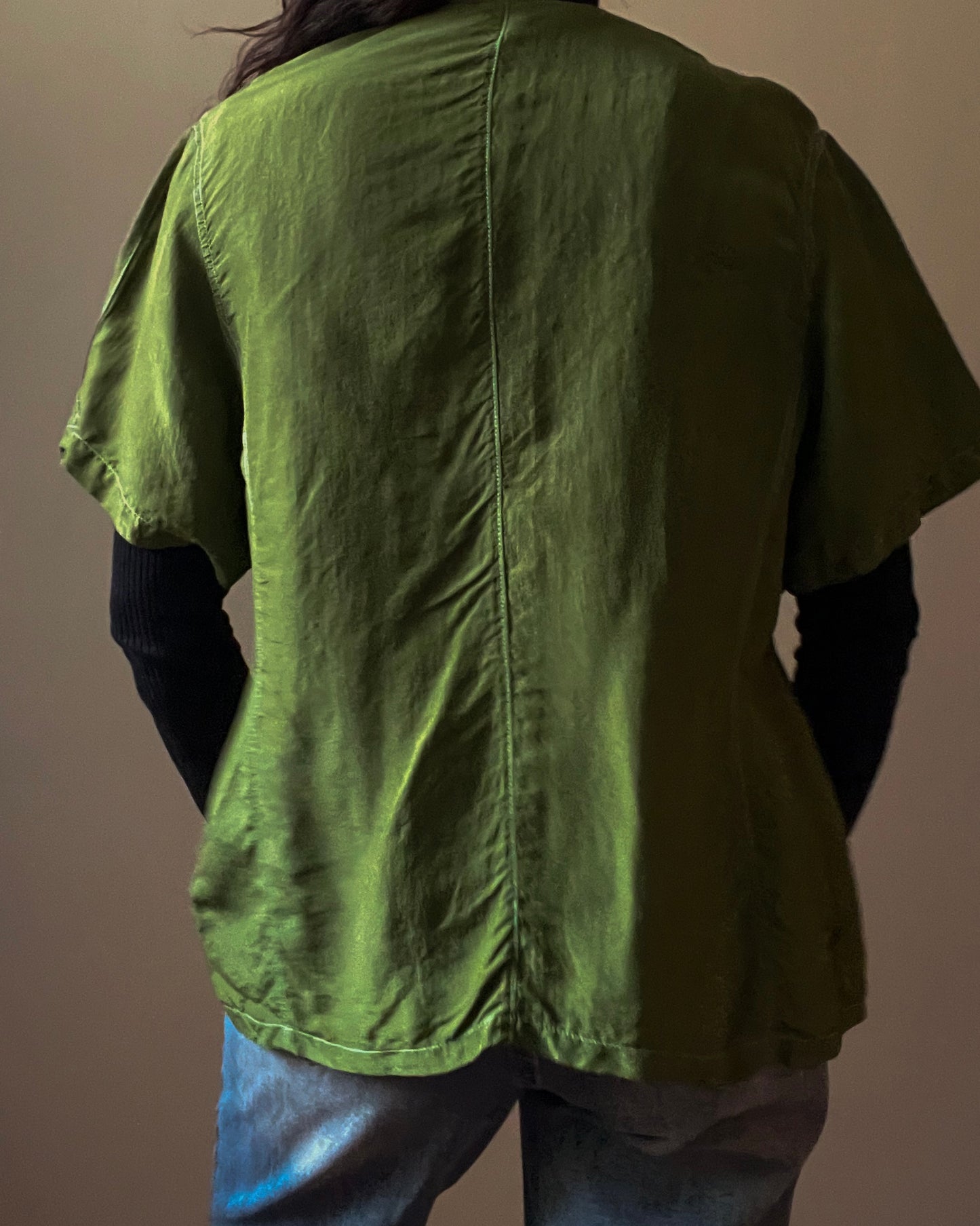Vintage Hand Dyed Silk Green Top