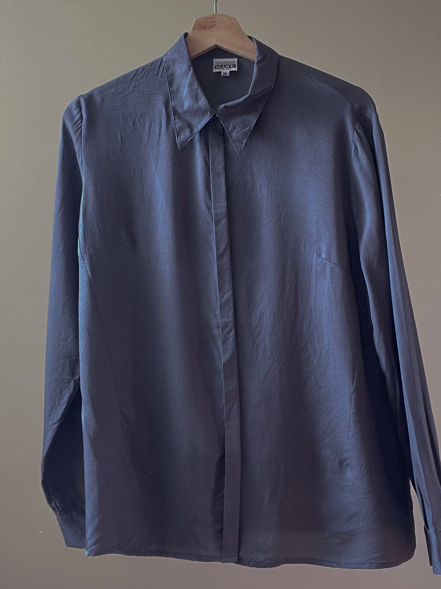 Vintage Brand Andrea Mare Silk Grey Textured Shirt