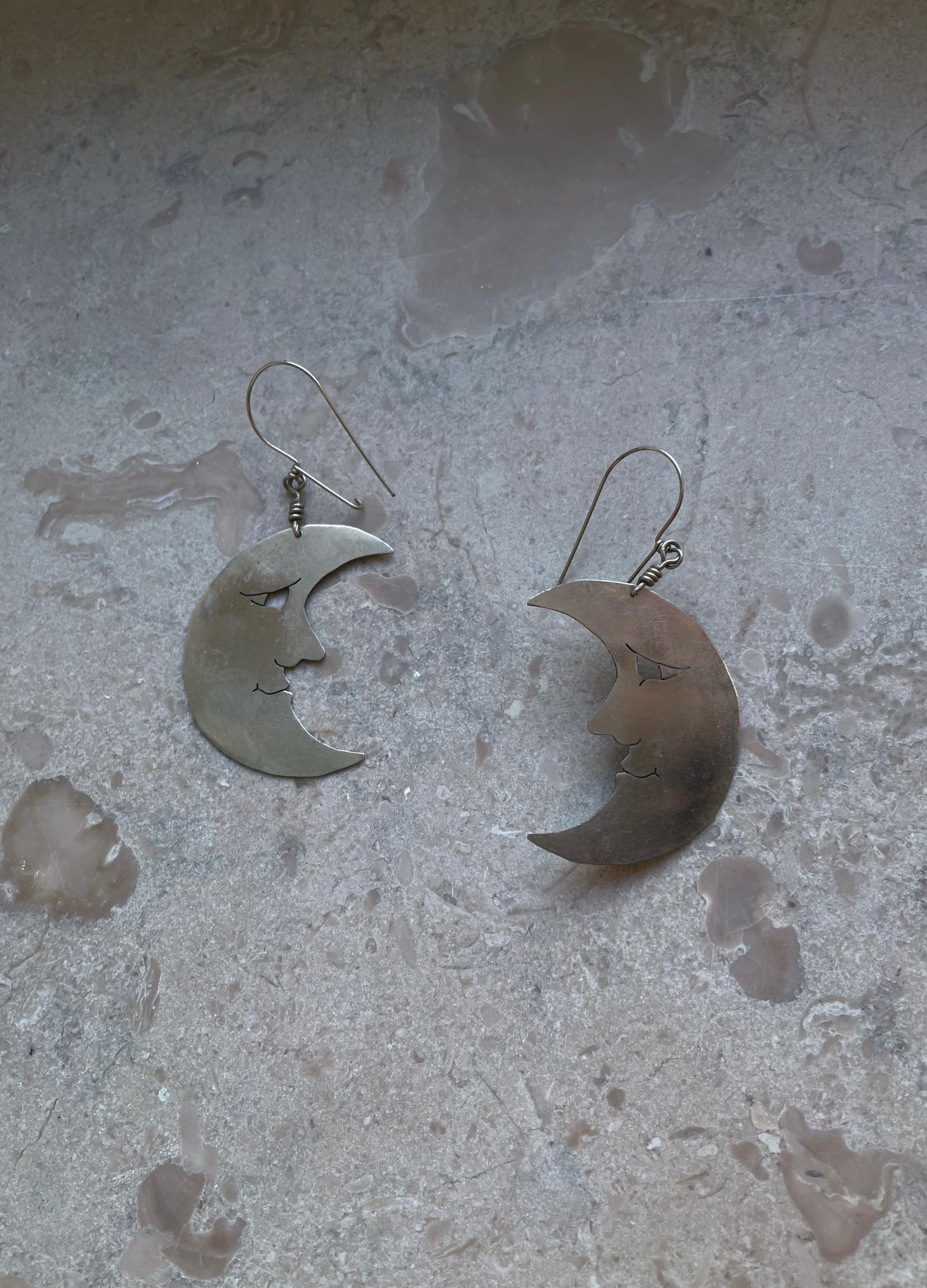 Vintage Silver Crescent Moon Earrings