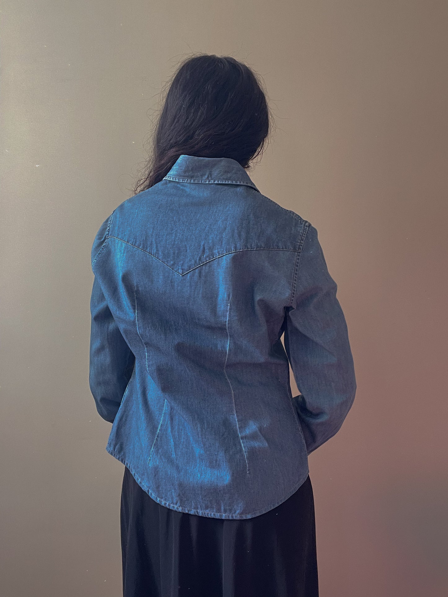 Vintage Designer Rocco Barocco J Western Blue Denim Shirt