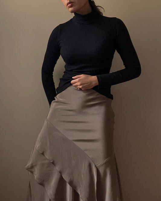 Preloved Designer Max Mara Taupe Silk Flamenco Skirt