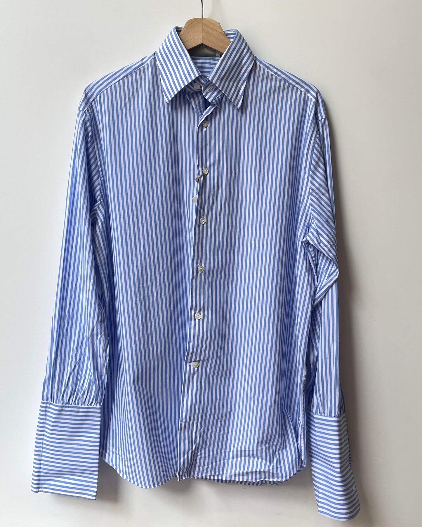 Preloved Blue Stripe Cufflink Cotton Shirt