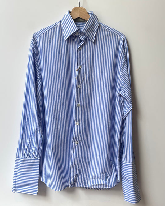 Preloved Blue Stripe Cufflink Cotton Shirt