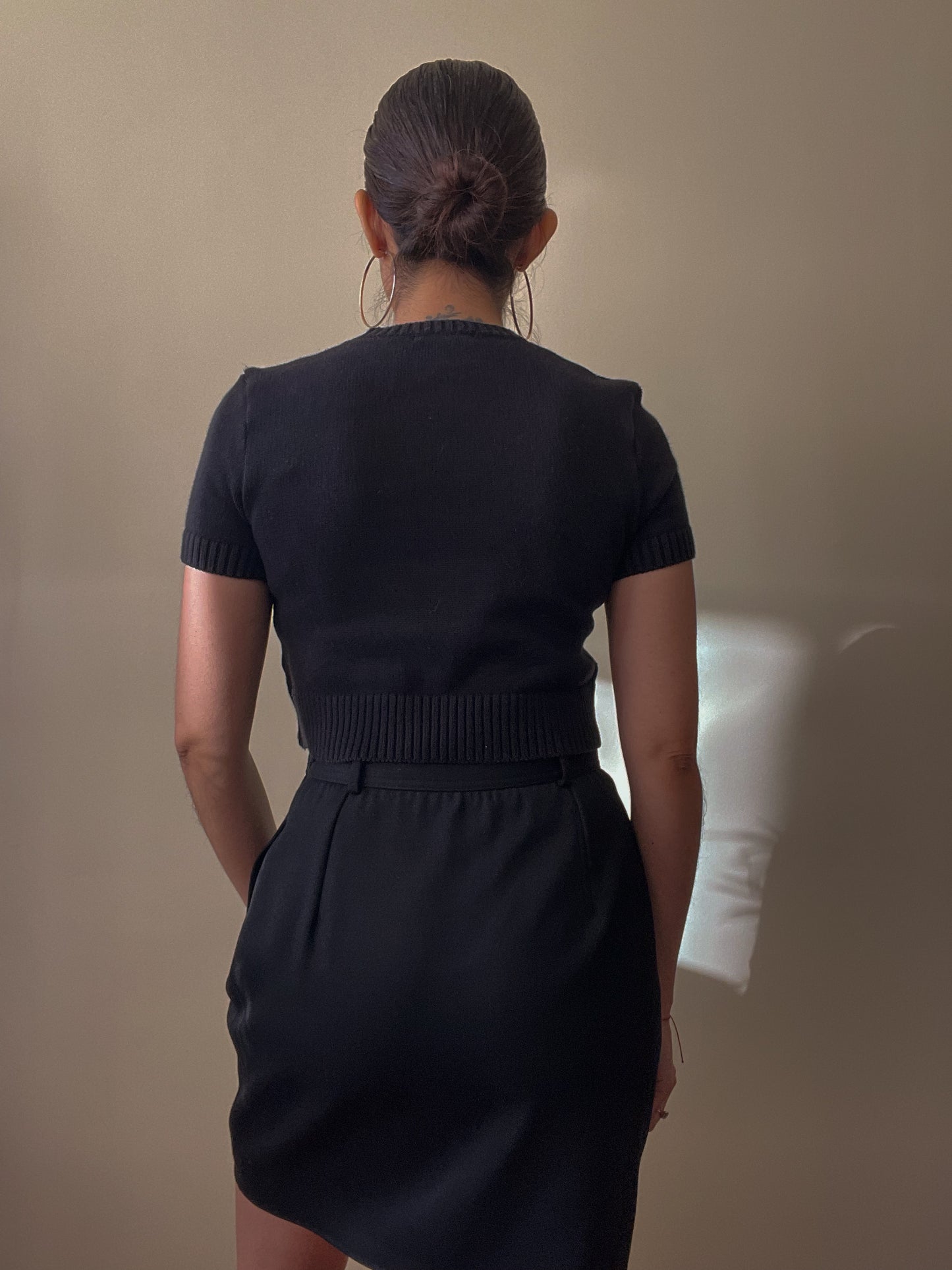 Vintage Designer Valentino Studio Black Wool Skirt