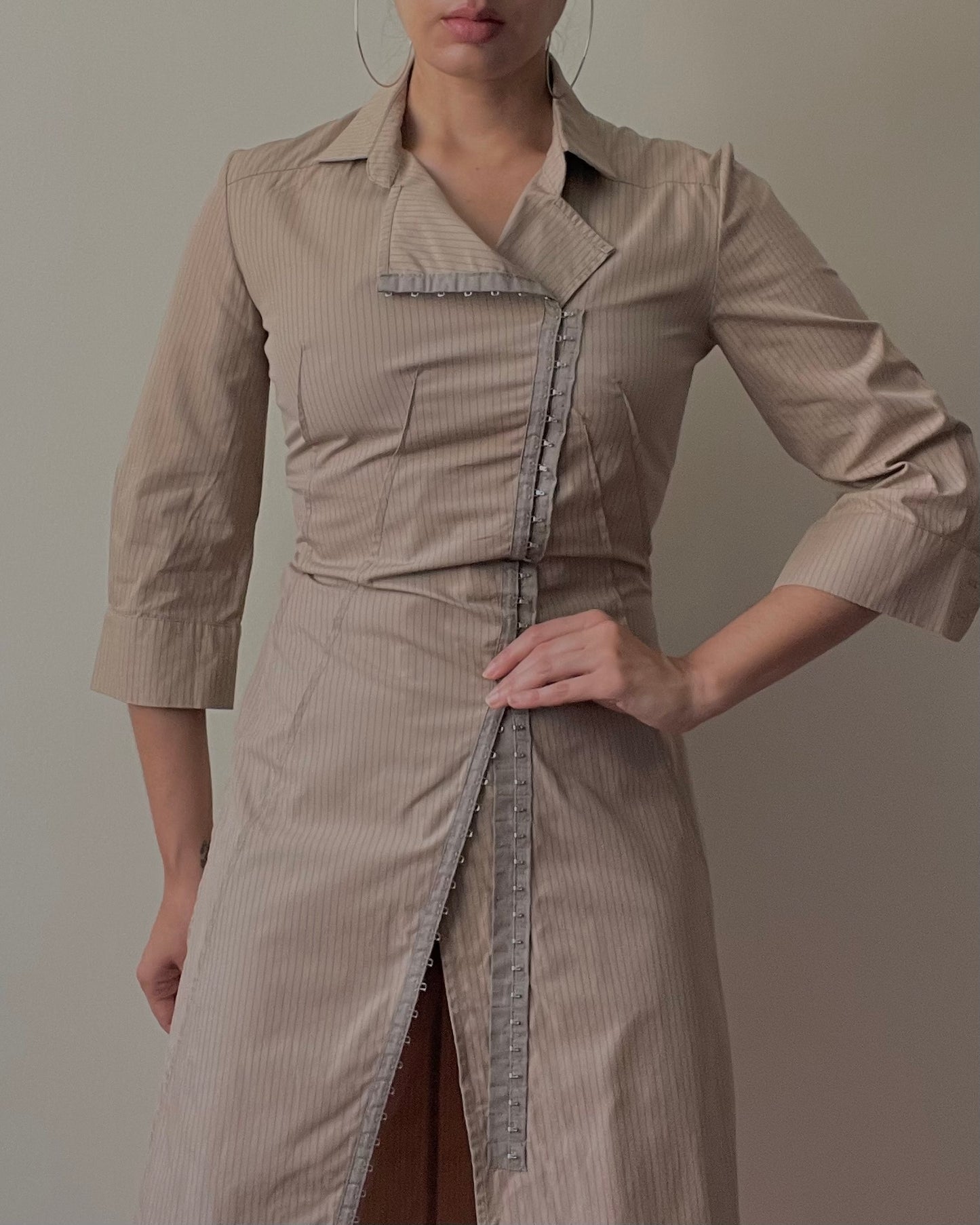 Vintage Designer Plein Brown Asymmetrical Cotton dress