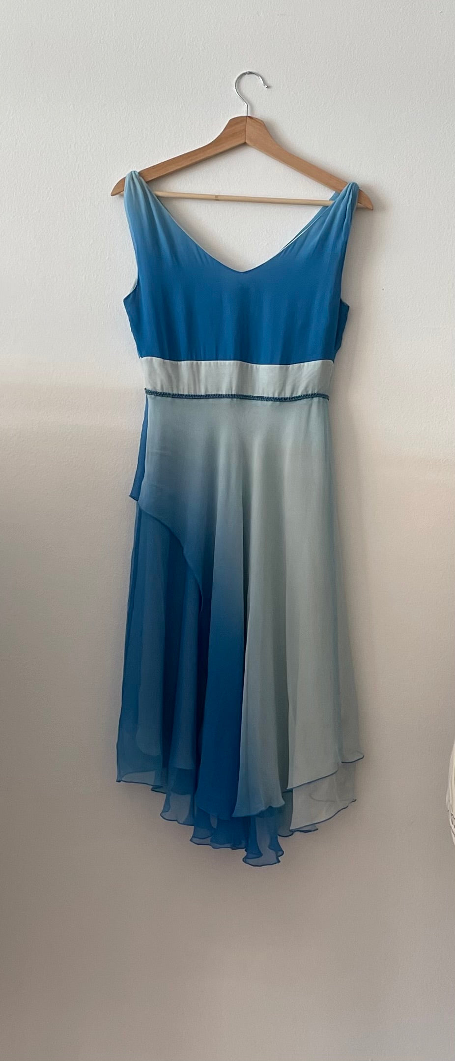 Vintage Blue Silk Watercolor Issey Miyake Dress