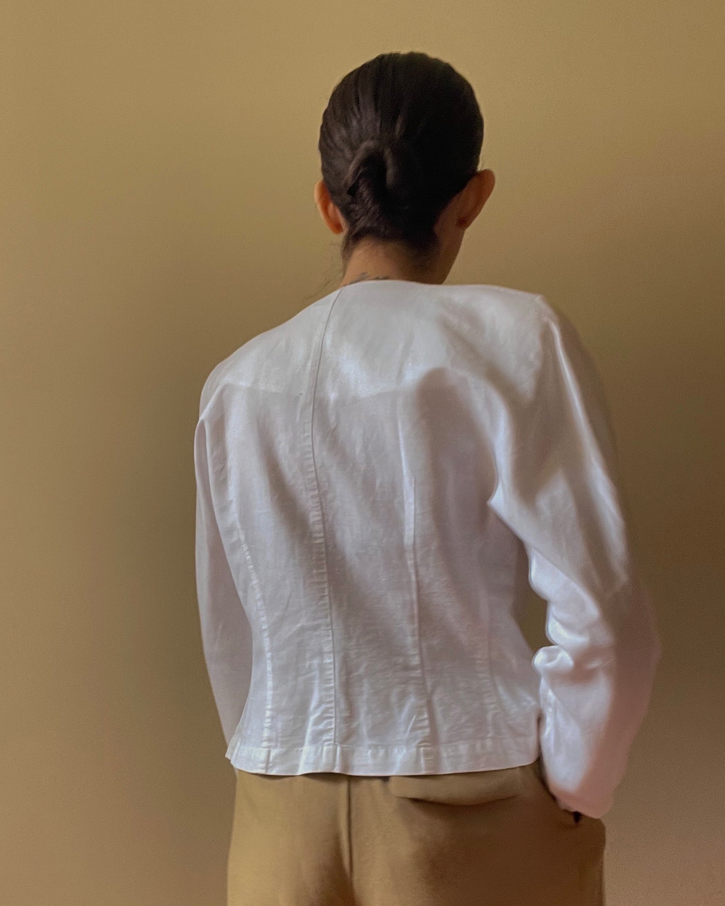 Sexy Vintage White Linen Blend Top Jacket