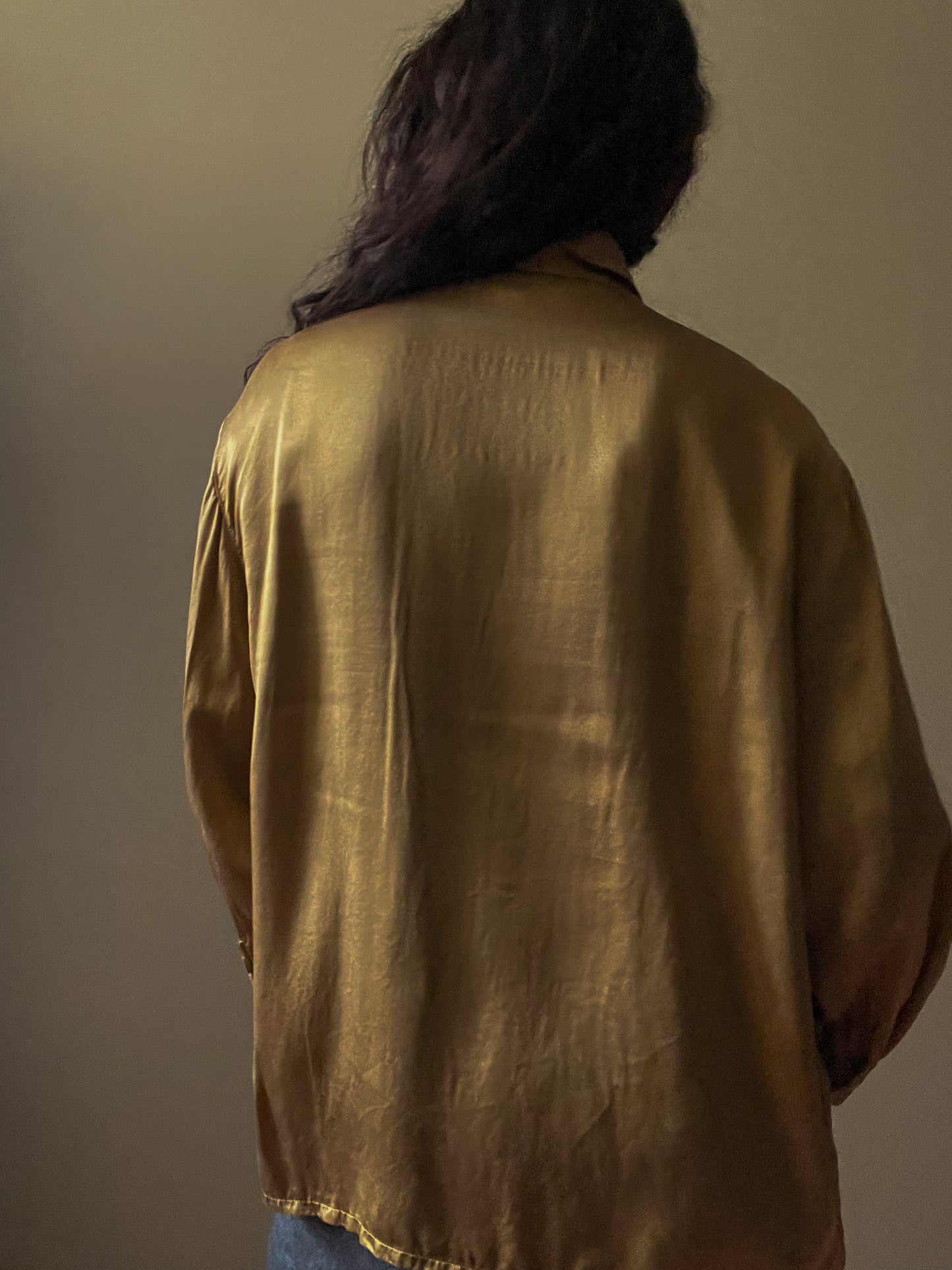 Vintage Designer Luisa Spagnoli Gold Satin Silk Top