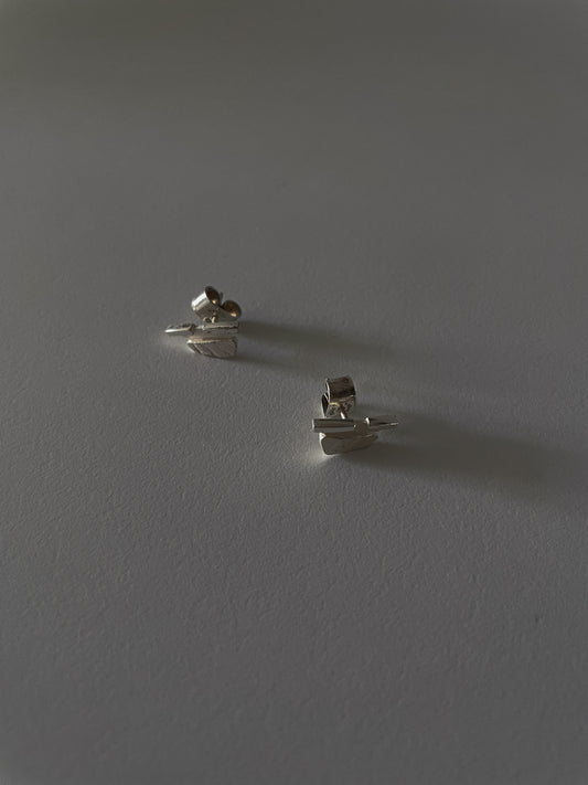 Vintage Designer Björn Weckstrom For Lapponia Sterling Silver Textured Stud Earrings S