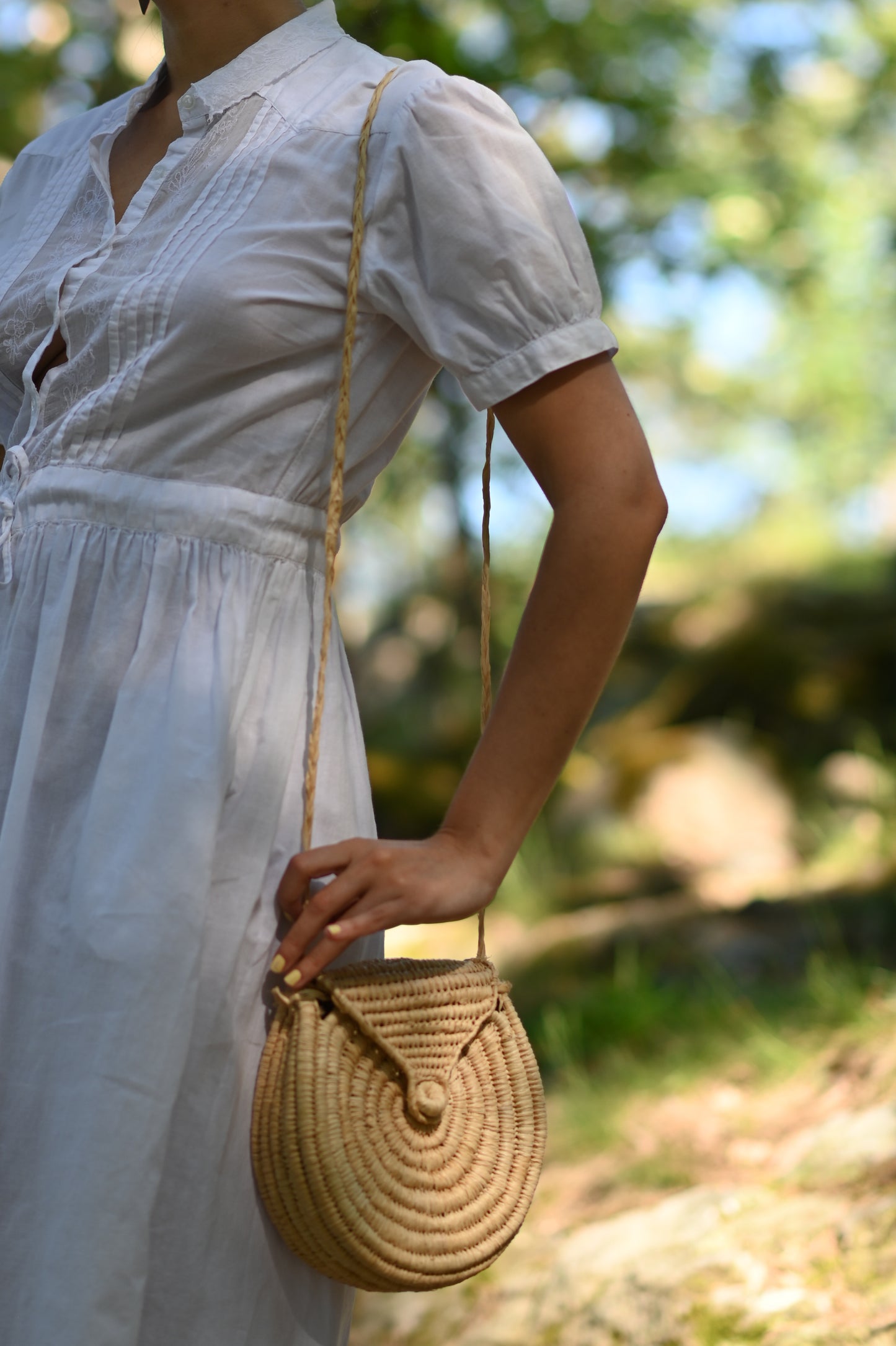 Vintage Straw Round Crossbody