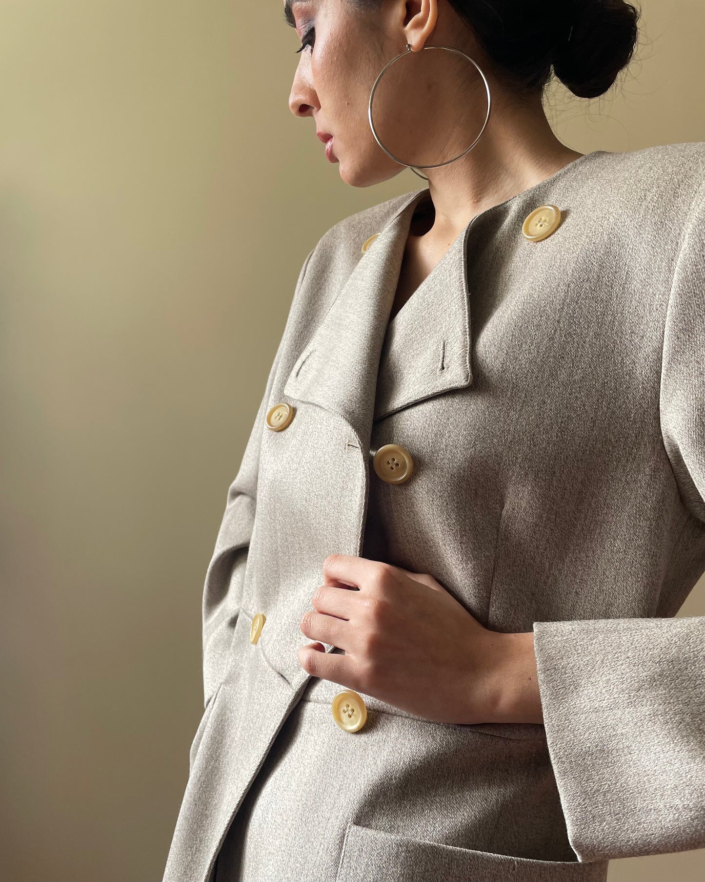 Vintage Designer Gianfranco Ferré Beige Structured Blazer