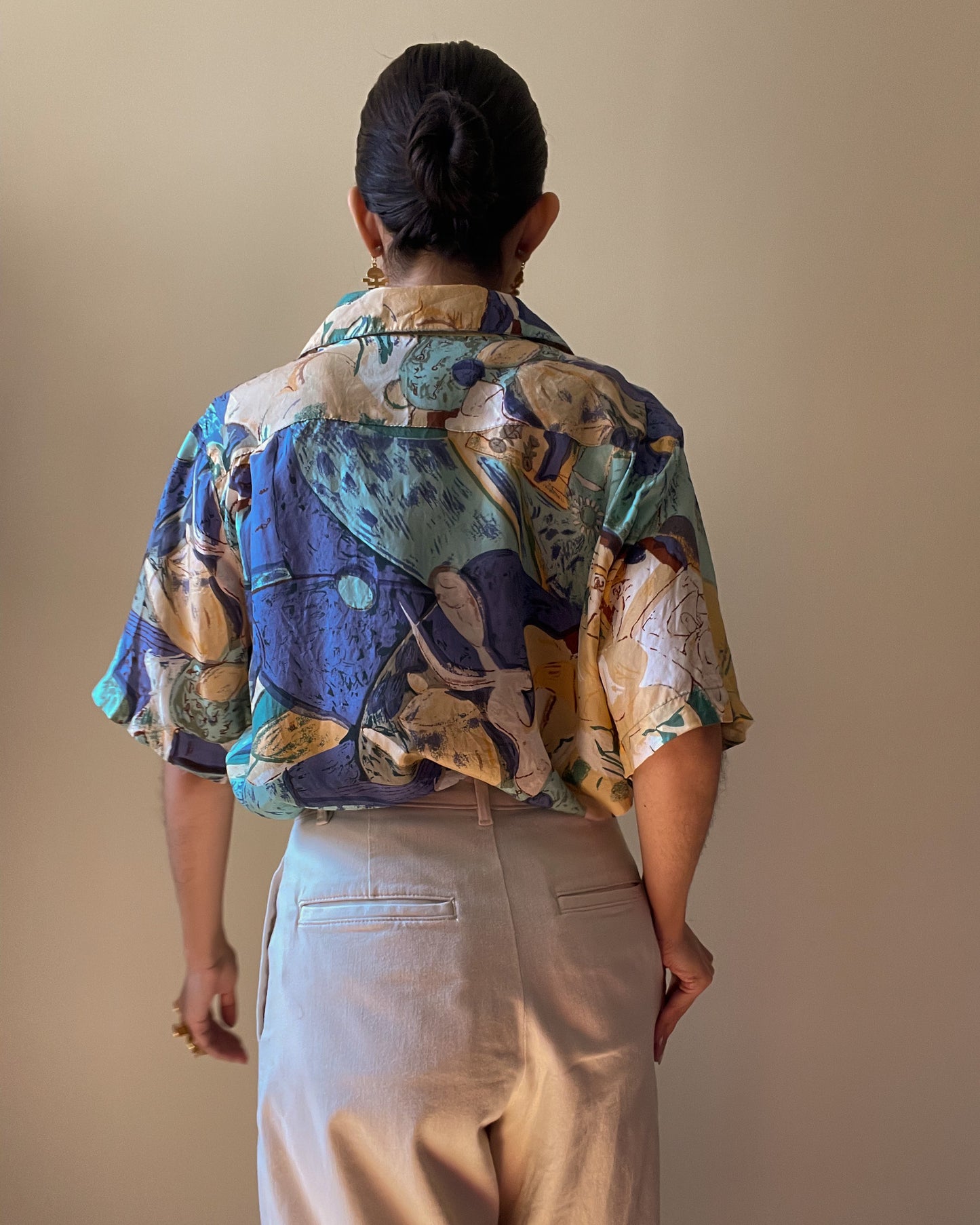 Vintage Silk Relaxed Fit Printed Blouse