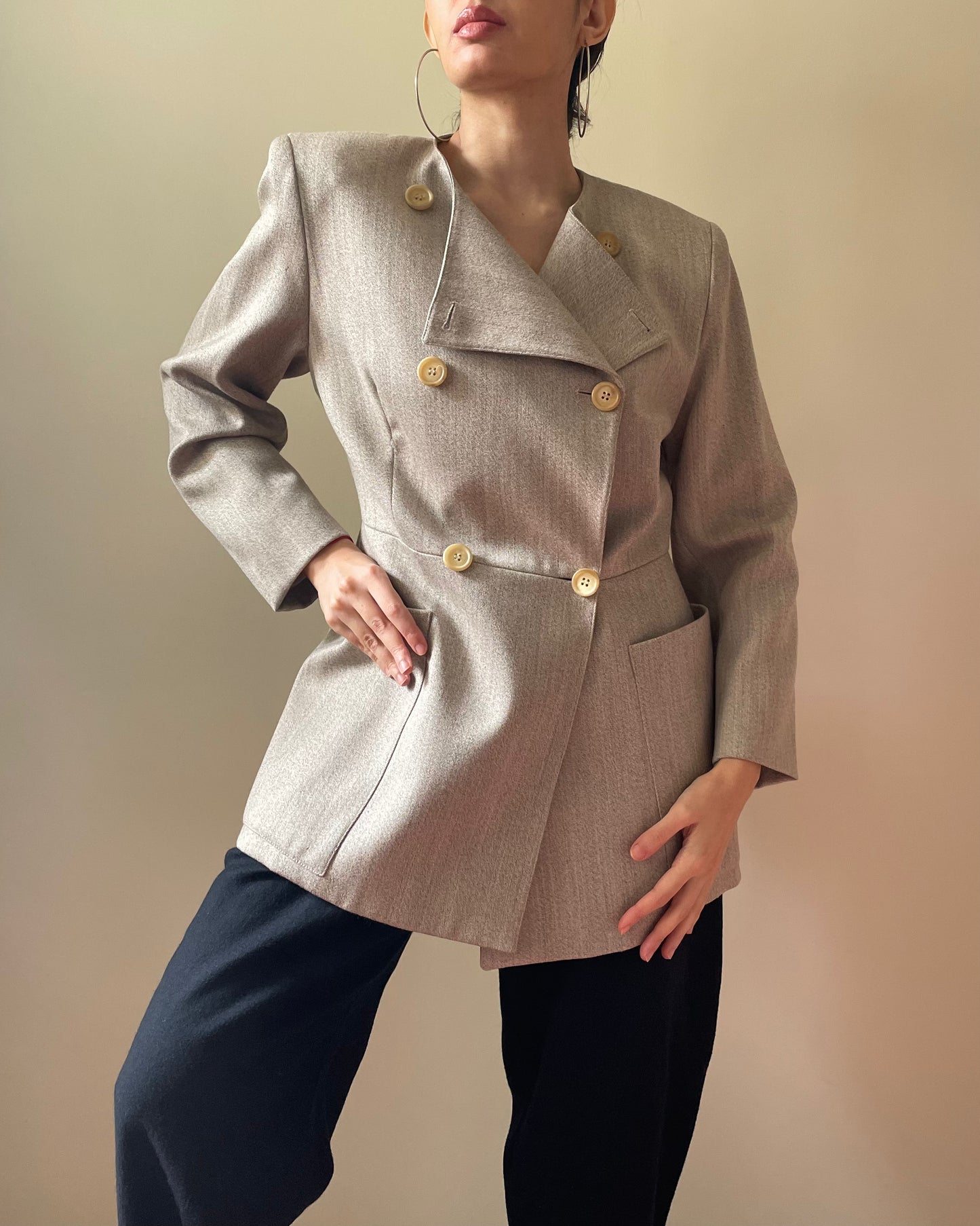 Vintage Designer Gianfranco Ferré Beige Structured Blazer