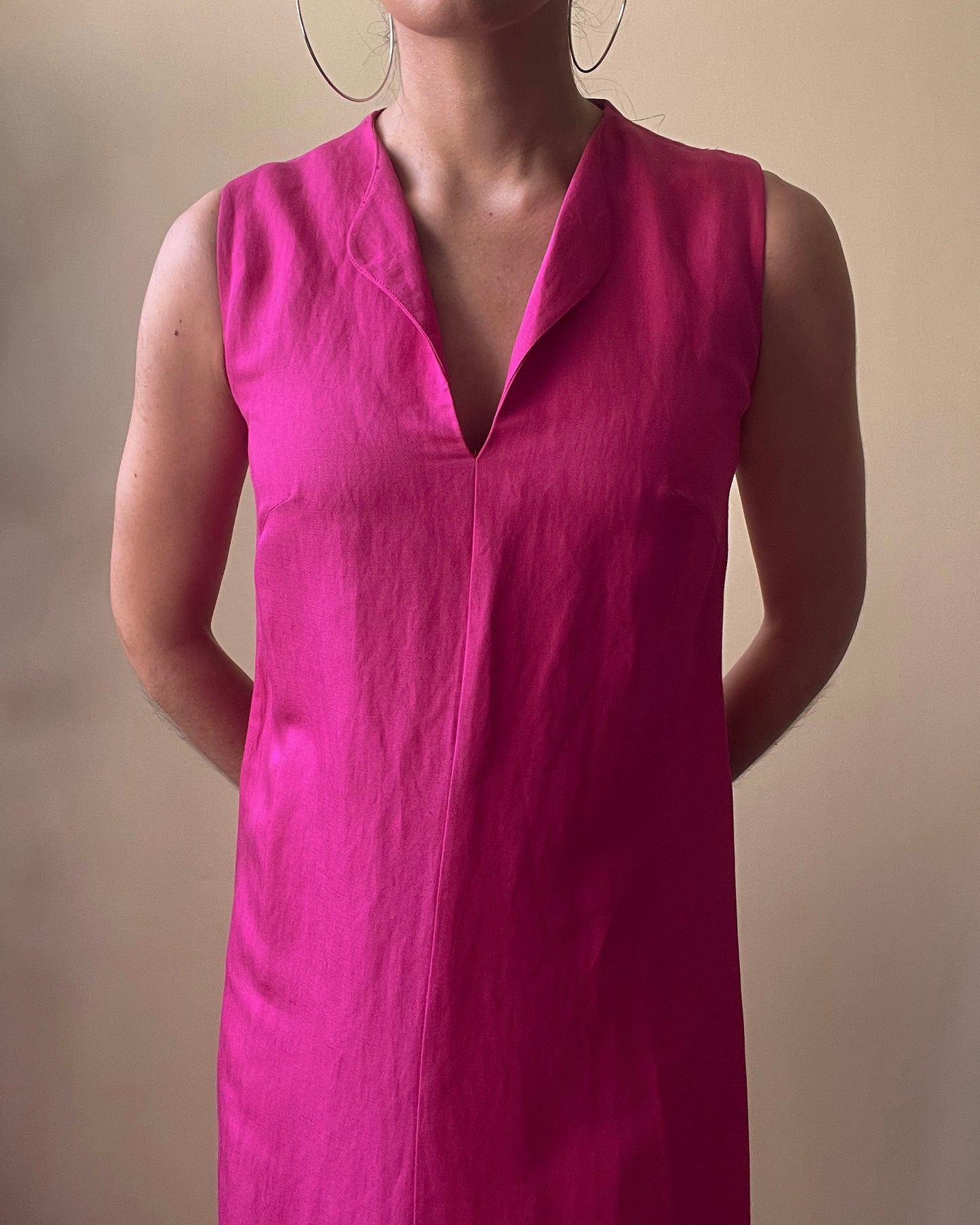 Vintage Magenta Linen Dress