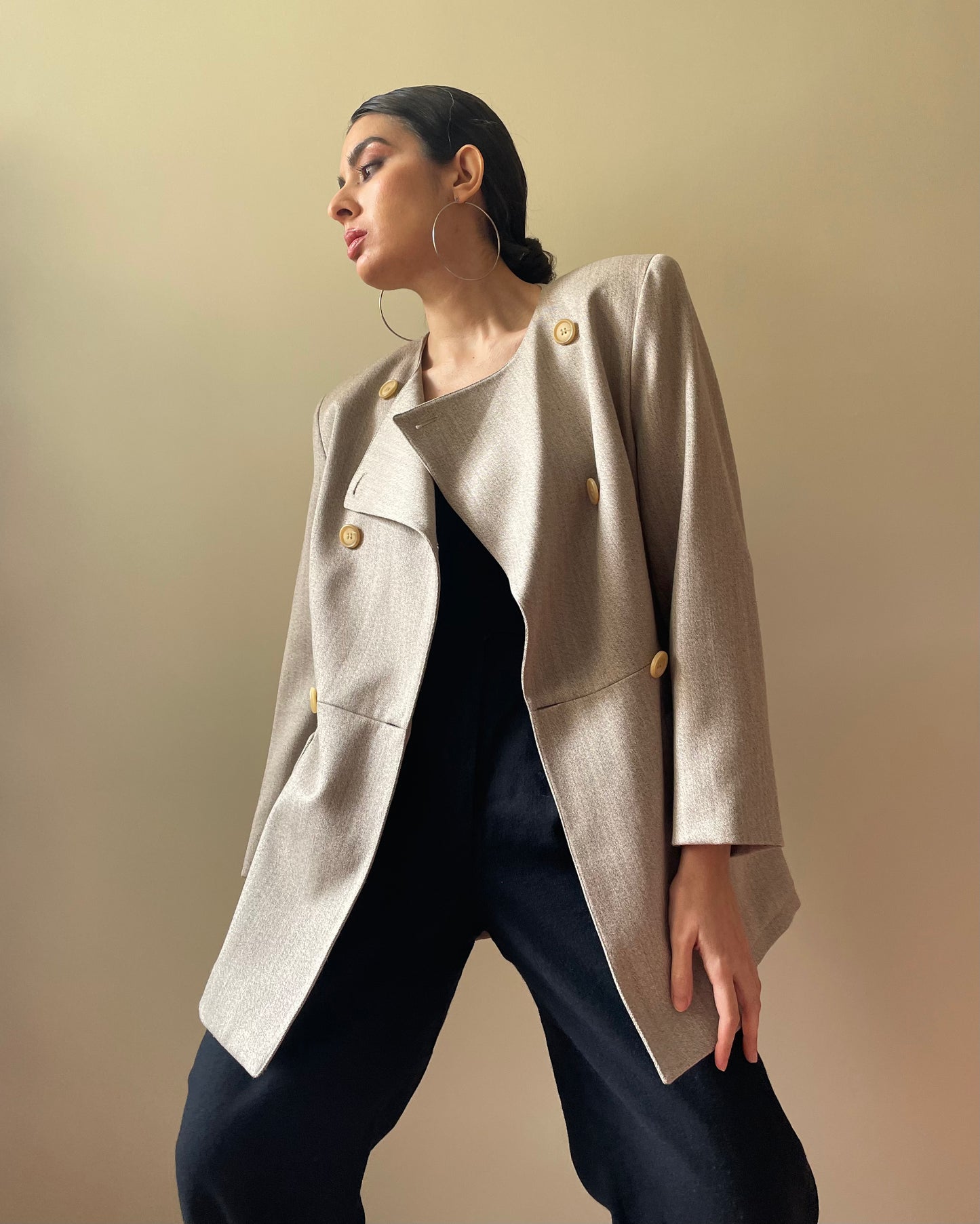 Vintage Designer Gianfranco Ferré Beige Structured Blazer