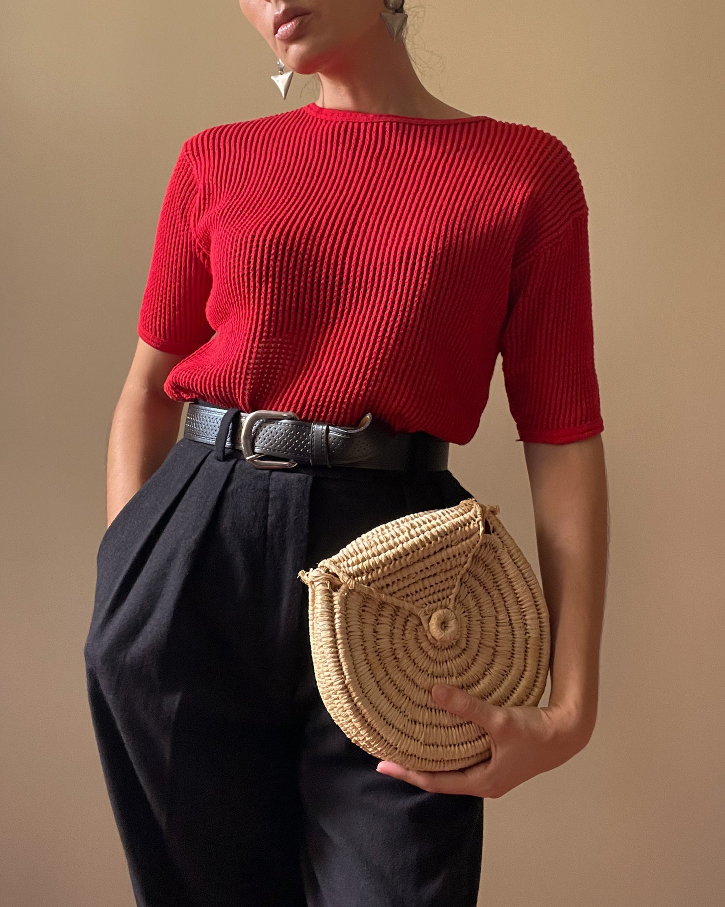 Vintage Straw Round Crossbody