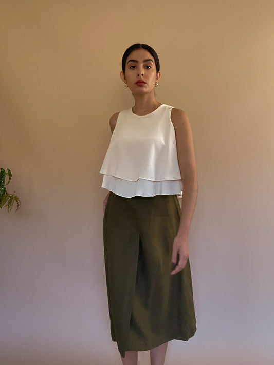 Vintage Designer Marella Green Linen Skirt