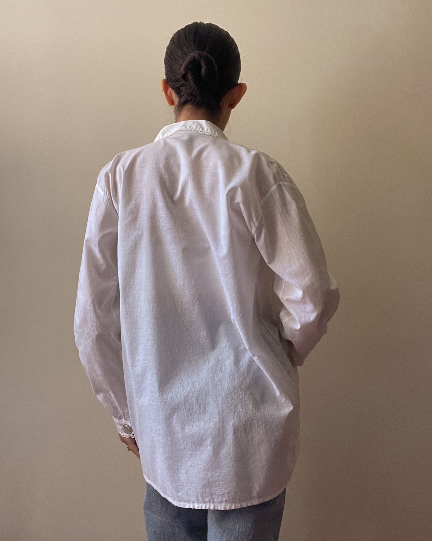 Vintage Relaxed Cufflink Shirt in White Cotton