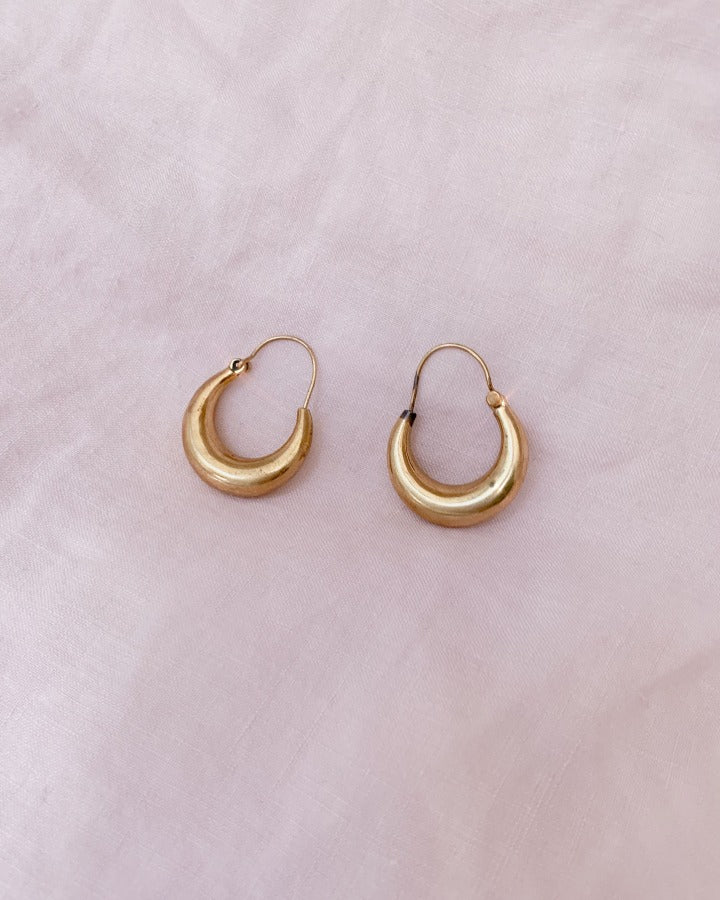 Suit of Lights Vintage Brass Crescent Earrings 1