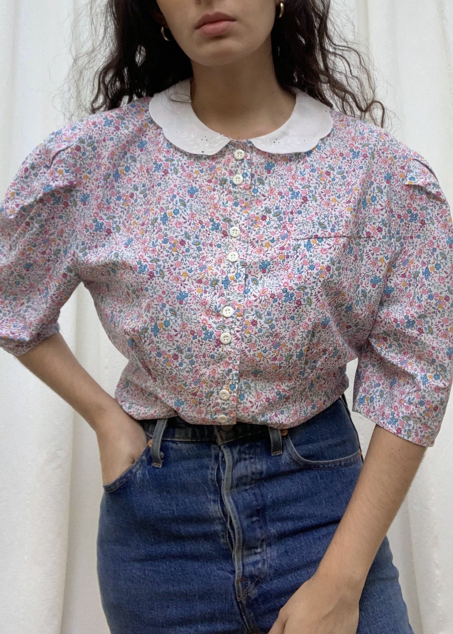 Suit of Lights Floral Puff Sleeve Colored Blouse 6