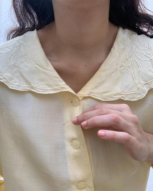 Suit of Lights Vintage Silk Blouse With Feminine Scalloped Collar 5