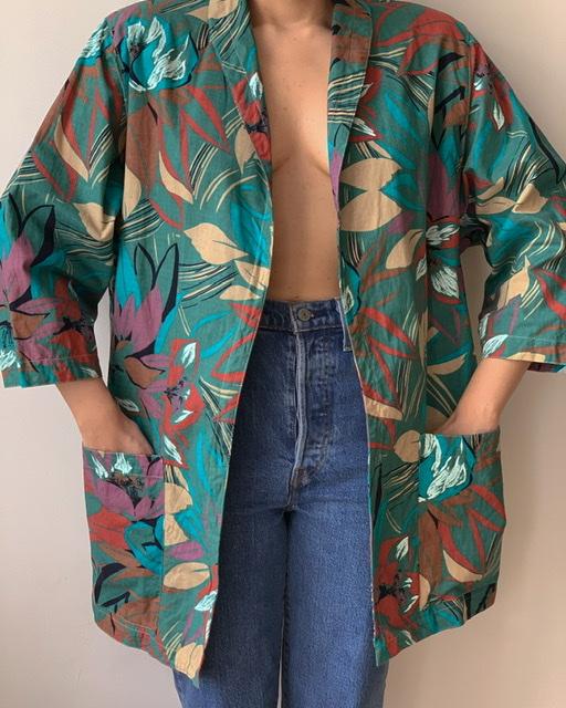 Suit of Lights Vintage Wrap Jacket With Tropical Print 1