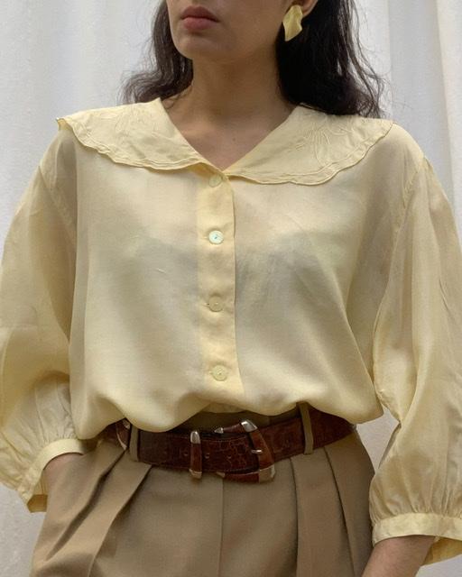 Suit of Lights Vintage Silk Blouse With Feminine Scalloped Collar 1