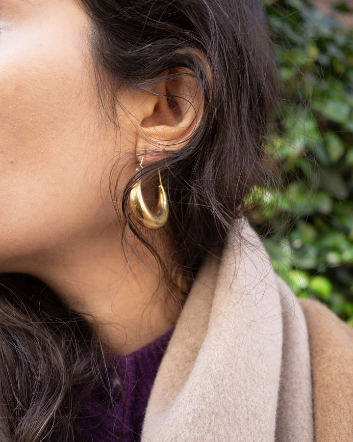 Suit of Lights Vintage Brass Crescent Earrings 2