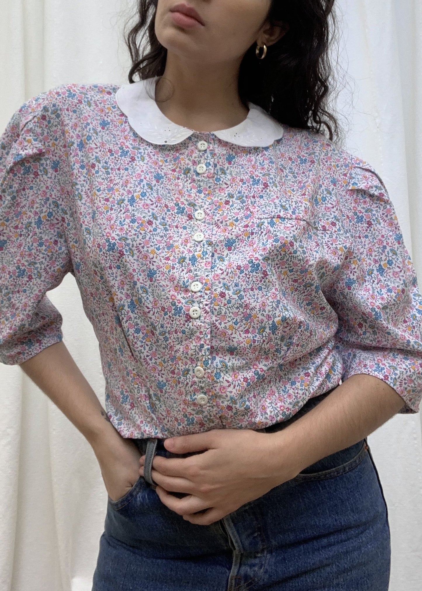 Suit of Lights Floral Puff Sleeve Colored Blouse 4