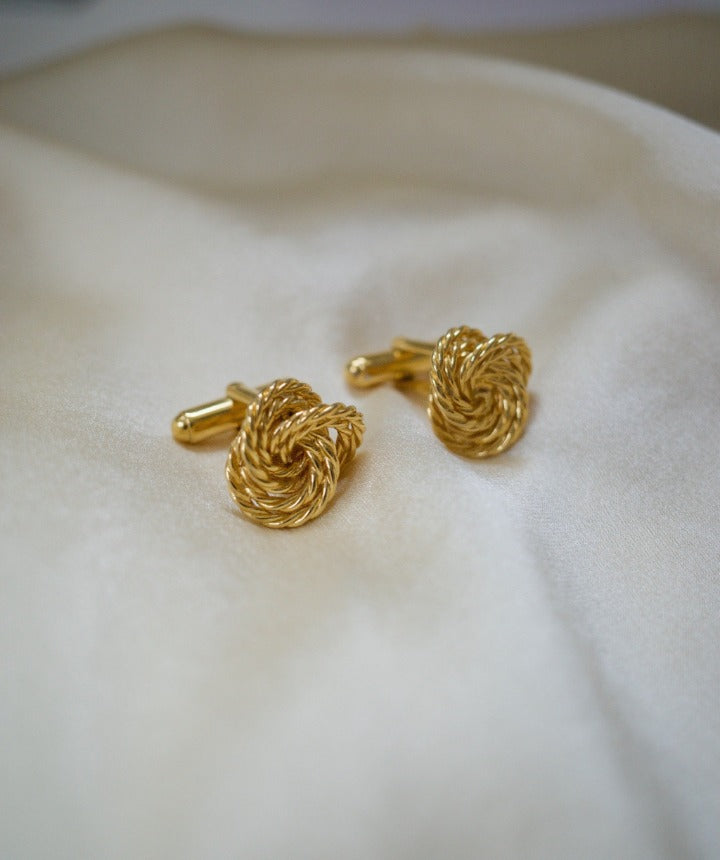 Suit of Lights Classic Vintage Gold Plated Rope Knot Cufflinks Image 1