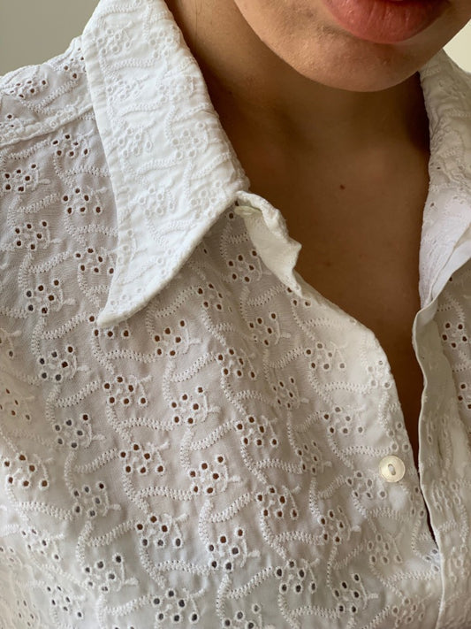 Suit of Lights Vintage Custom Eyelet Blouse with Cufflink Sleeves Image 3