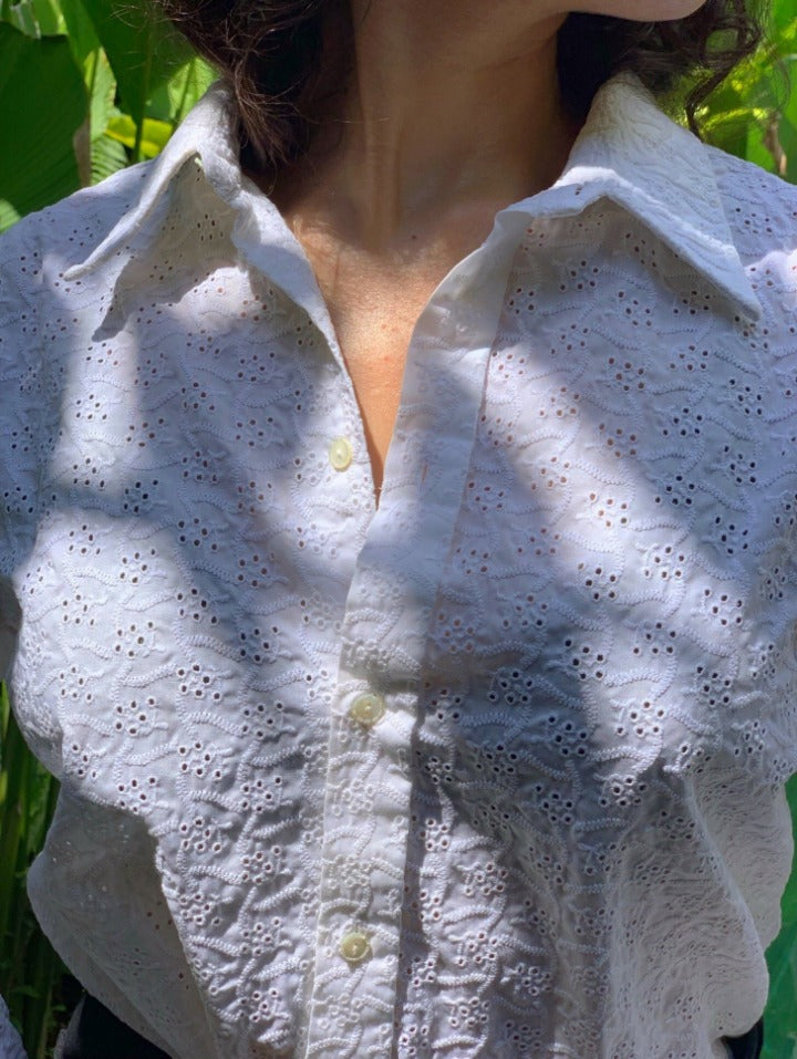 Suit of Lights Vintage Custom Eyelet Blouse with Cufflink Sleeves Image 2