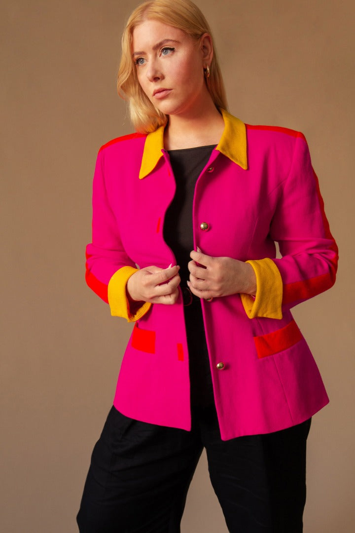 Suit of Lights Magenta Colorblock Blazer 1