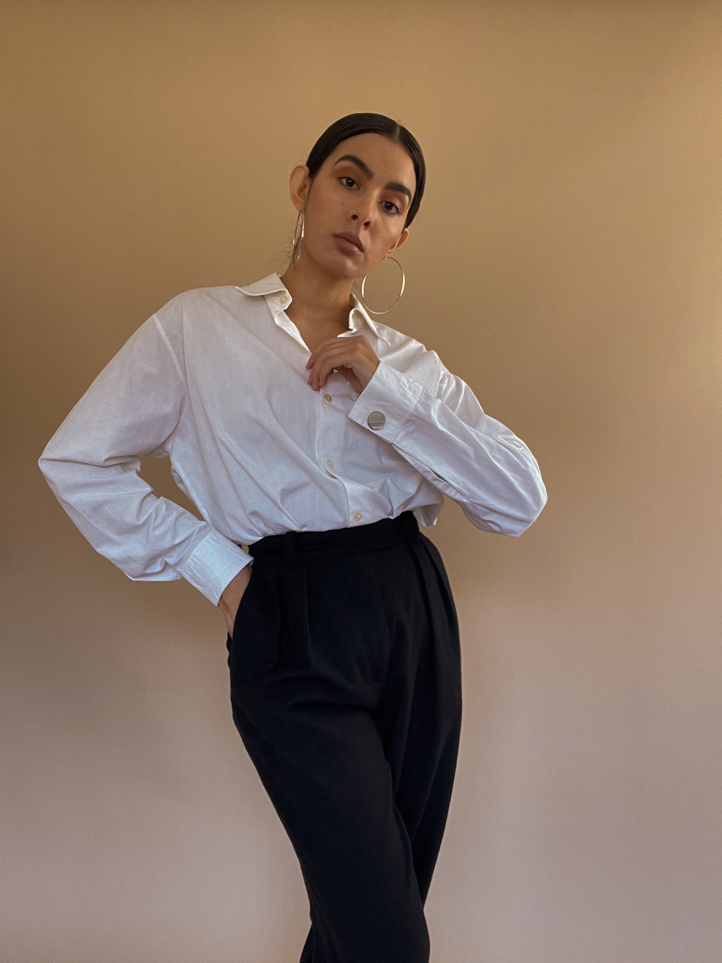 Vintage Relaxed Cufflink White Shirt in Cotton