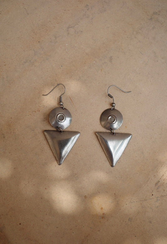 Vintage Chilean Silver Geometric Earrings