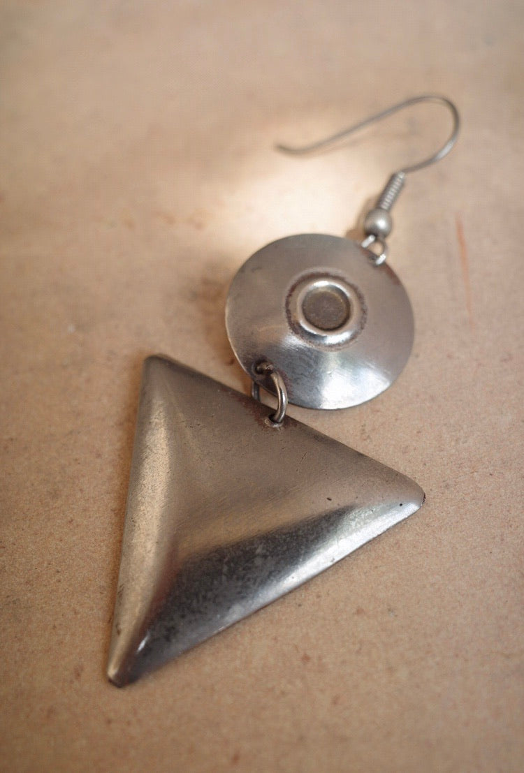 Vintage Chilean Silver Geometric Earrings