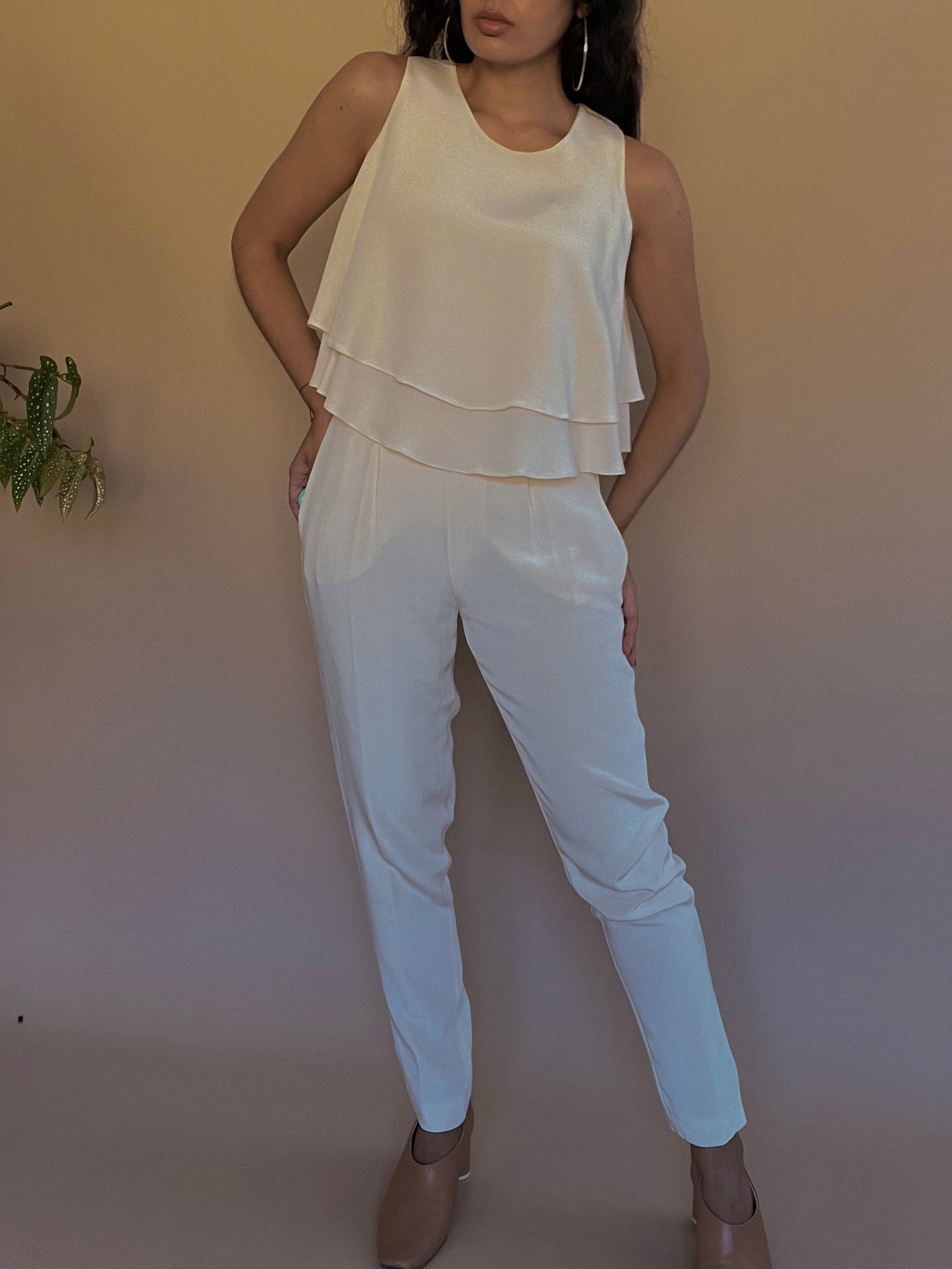 Upcycled White Silk Pant