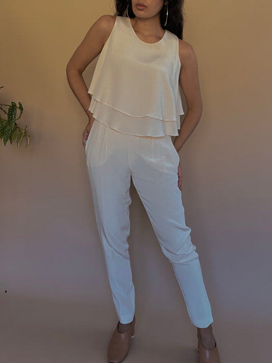 Upcycled White Silk Pant