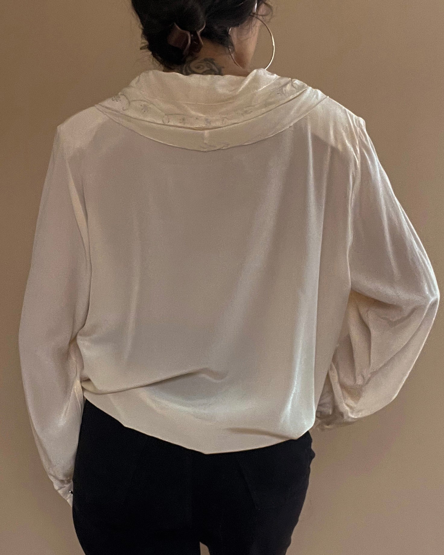 Suit of Lights Vintage Silk Blouse with Cufflink Sleeve 5