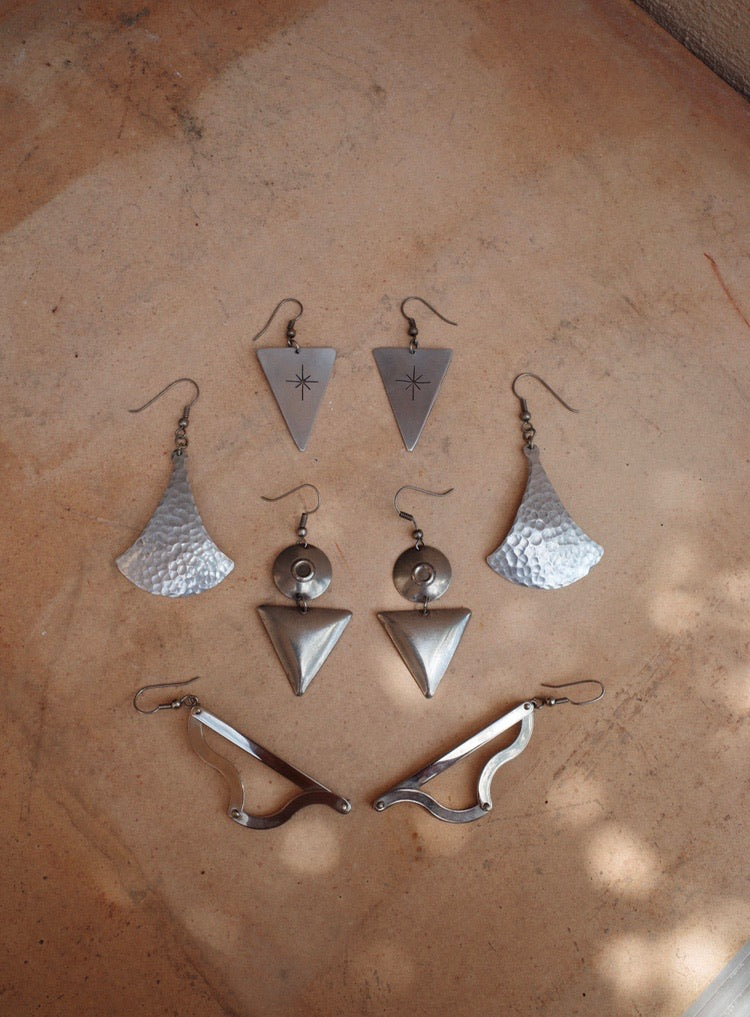 Artisanal Sterling Silver Stencil Earrings