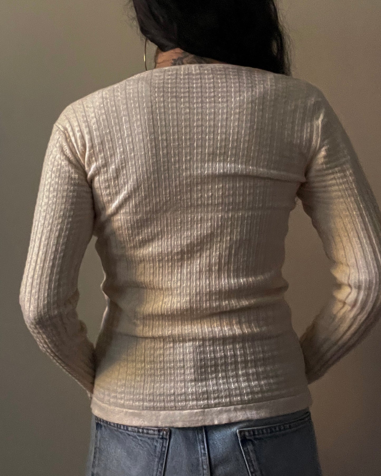 Vintage Cream Wool Textured Cardigan