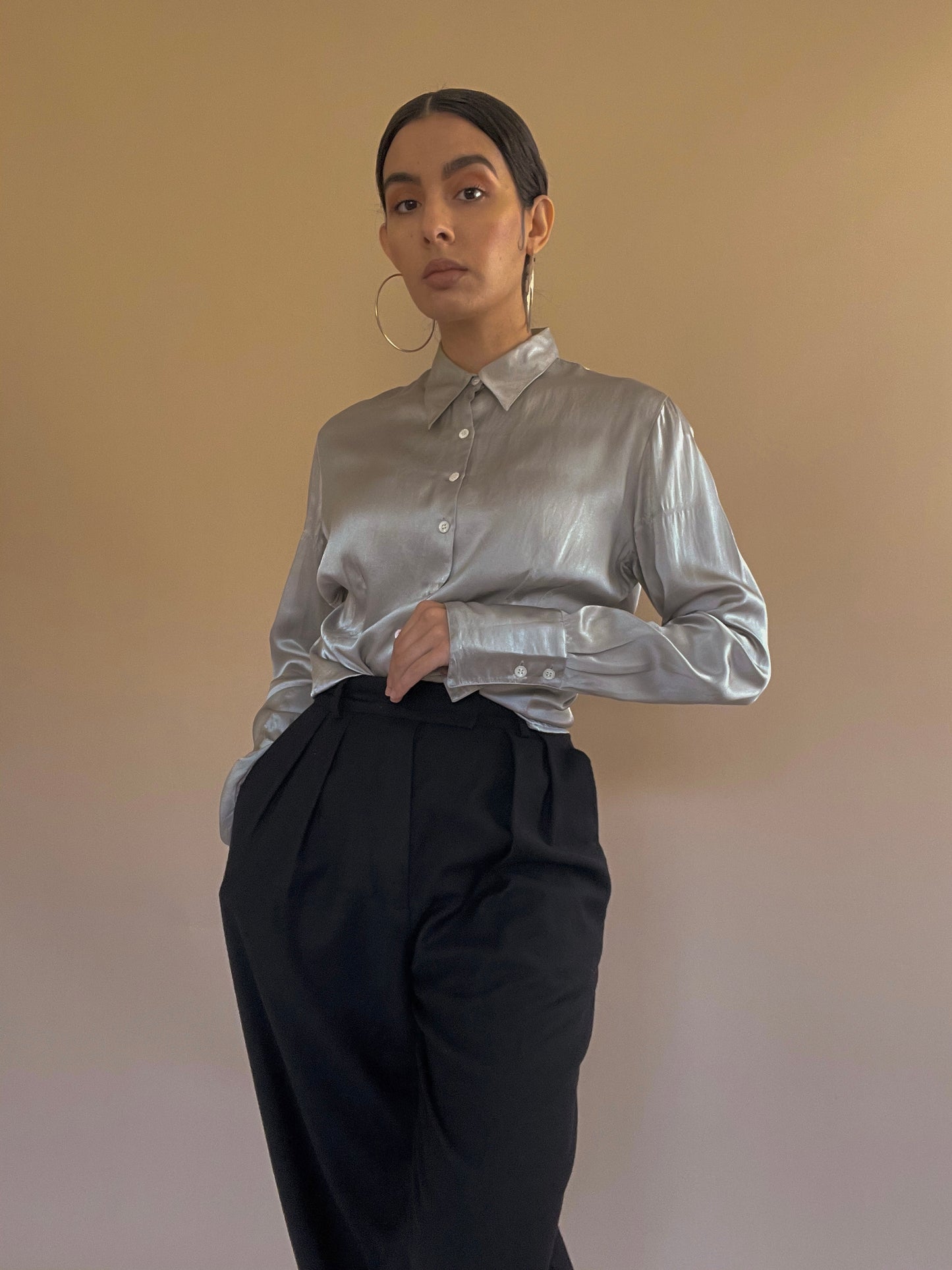 Vintage Silver Cacharel Satin Blouse