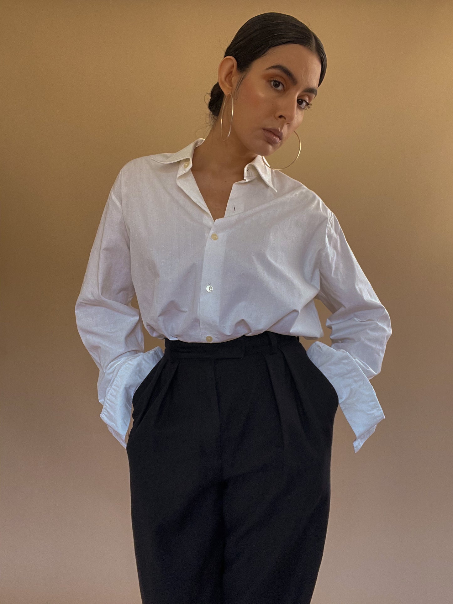 Vintage Relaxed Cufflink White Shirt in Cotton