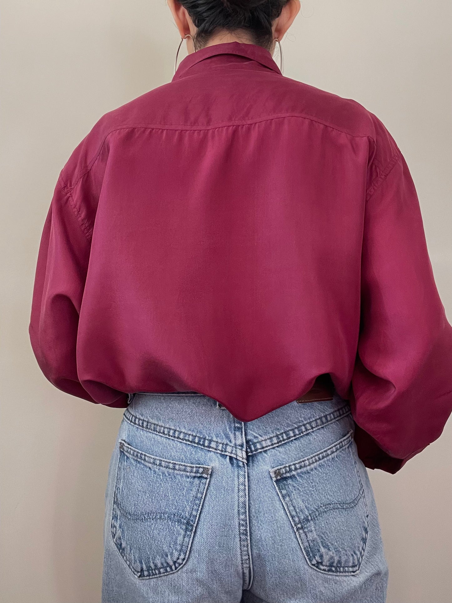 Vintage Silk Blouse with Mother Of Pearl Buttons