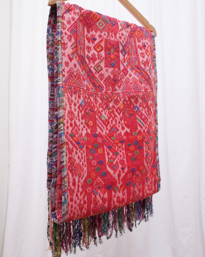 Guatemalan Tzute Runner Coral 2