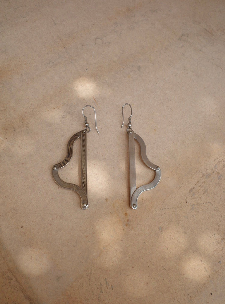 Artisanal Sterling Silver Stencil Earrings