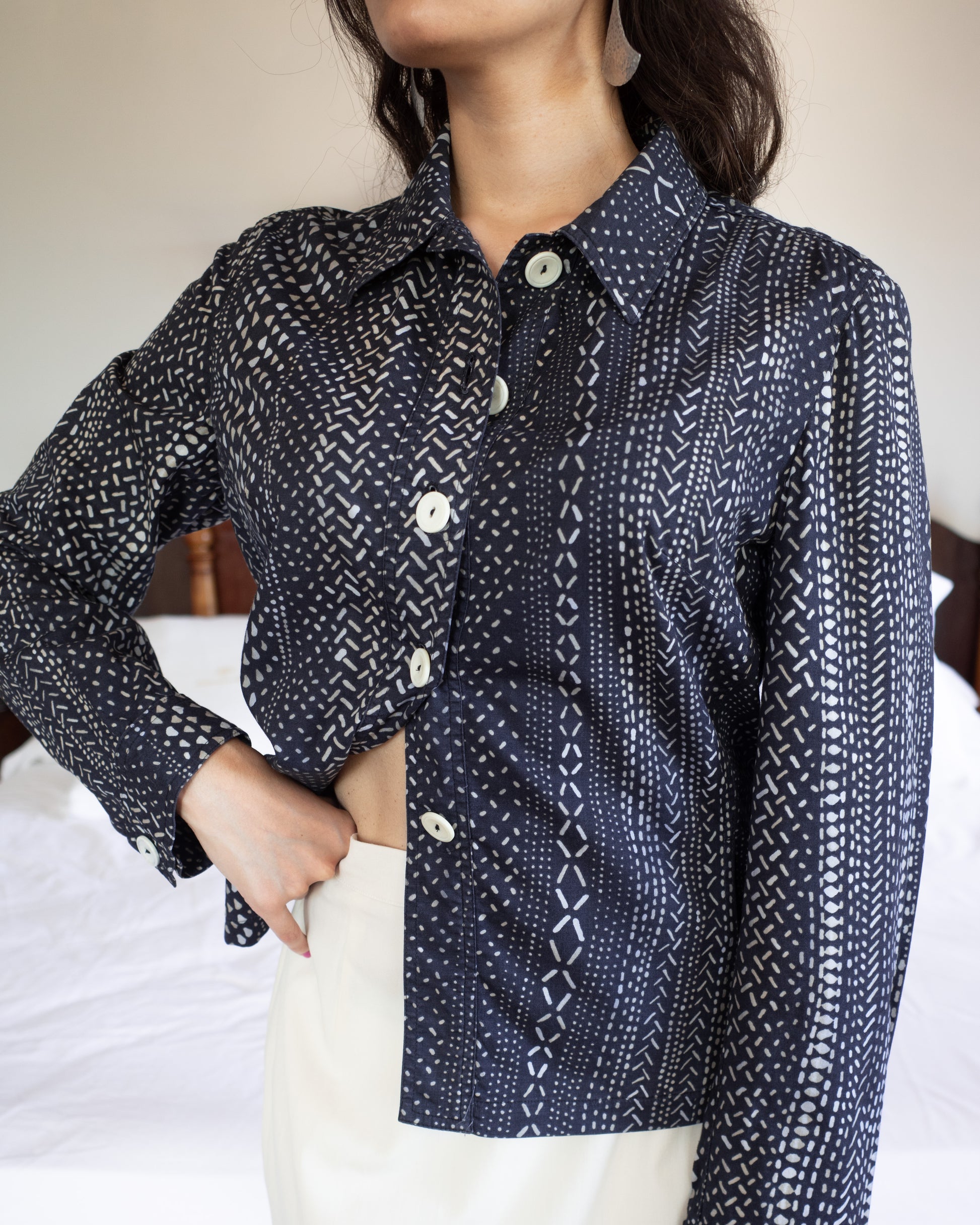 Suit of Lights Vintage Navy Print Top 3