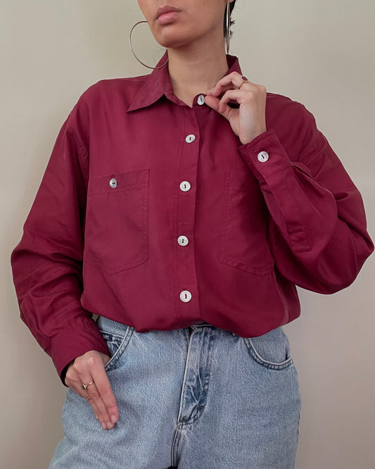 Vintage Silk Blouse with Mother Of Pearl Buttons