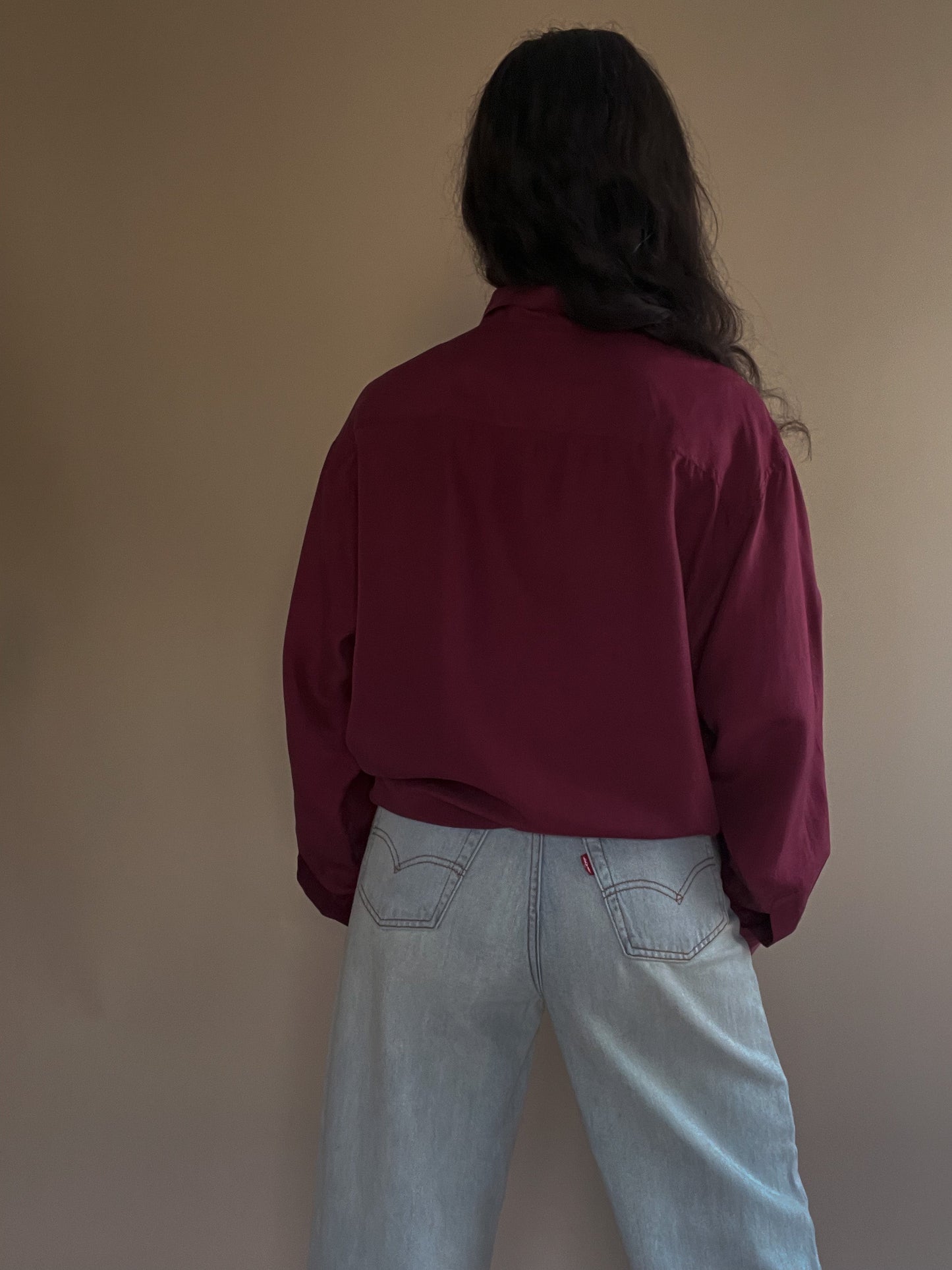 Vintage Silk Blouse with Mother Of Pearl Buttons