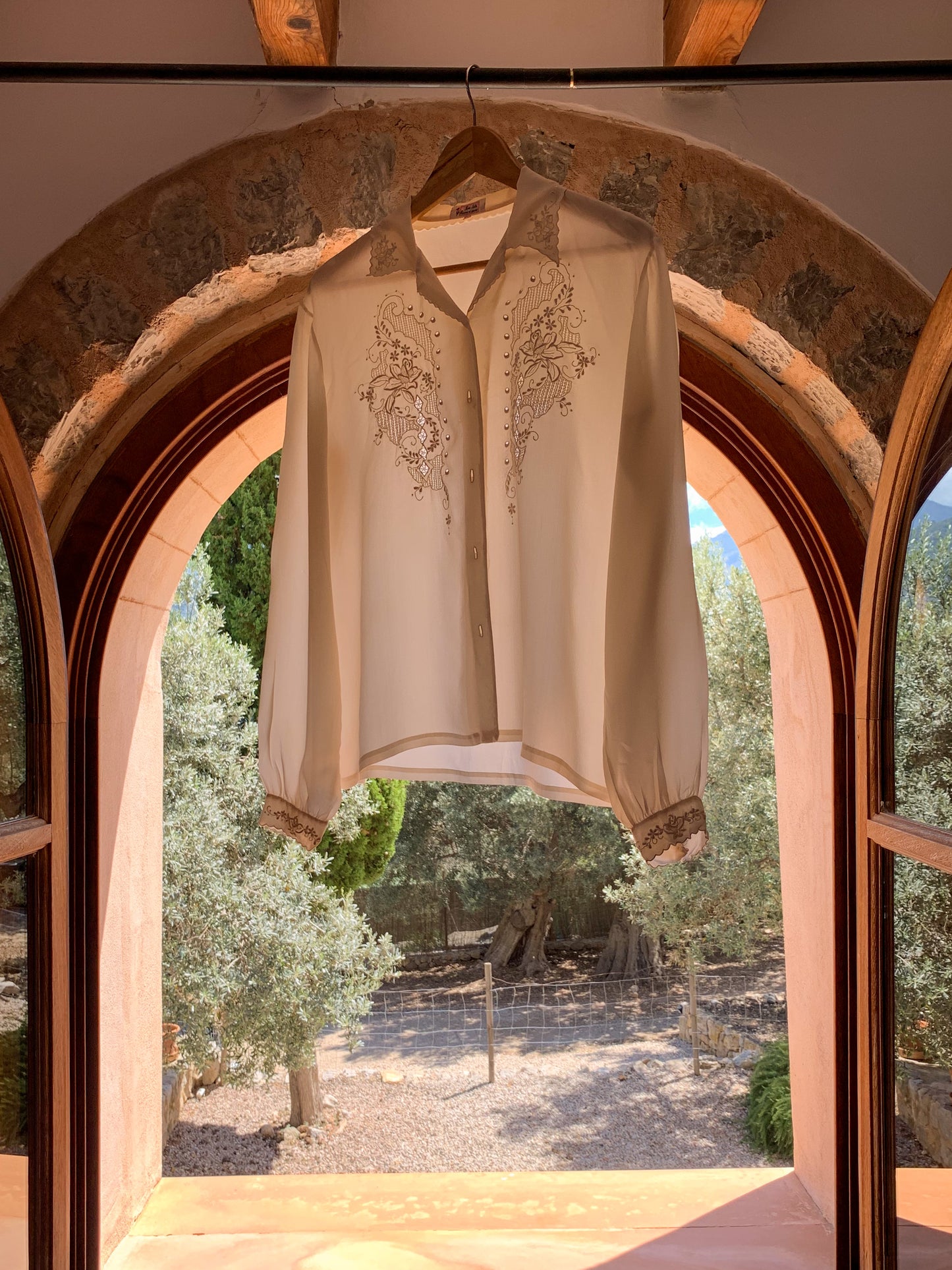 Suit of Lights Vintage Silk Collared Blouse Hanging